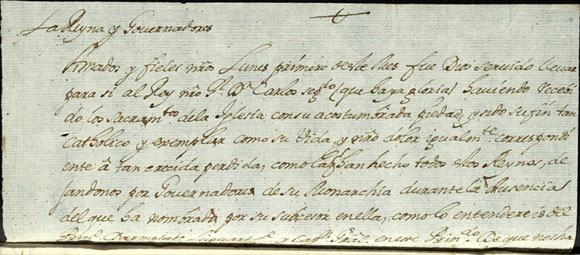 La reina Marianna de Neuburg als jurats de la ciutat de Girona. Els comunica el traspàs del rei Carles II el passat dia primer de novembre i els prega que facin les demostracions de dol que són habituals en aquests casos (fragment). 1700