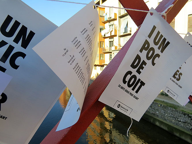 Sant Jordi 2016 a Girona. Activitat Estenem poesia, d'Òmnium Cultural del Gironès