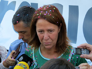 Arribada i sortida de l'alcaldessa Marta Madrenas del Palau de Justícia