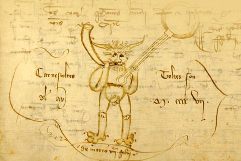 Imatge de Carnestoltes, en 'Capellut'. 1407