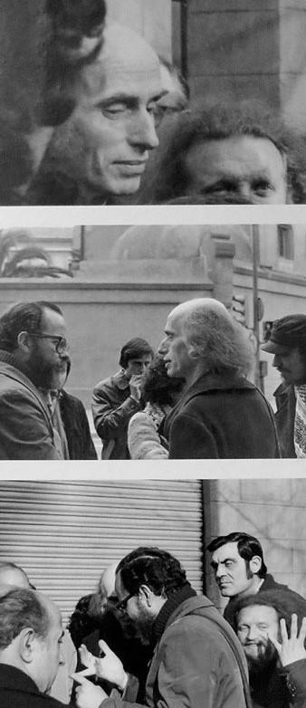 Damià Escuder amb Julian Beck i Lluís Maria Xirinacs. Barcelona, 1977