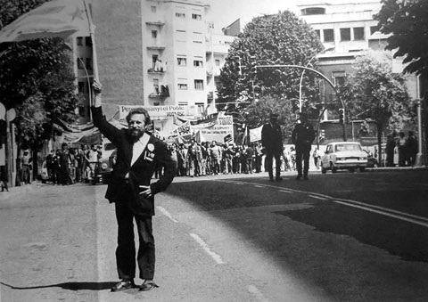 Damià Escuder a la manifestació de l'1 de maig. 1983