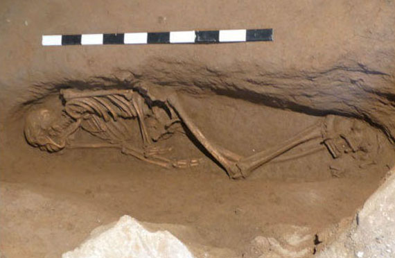 Enterrament de ritual islàmic trobat durant la intervenció realitzada al carrer Galligants