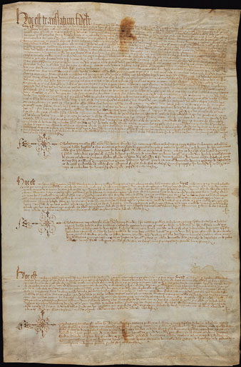 1 de juny de 1286 - 13 de juliol de 1287. Tres documents sobre la venda i confirmació del delme de Campdorà