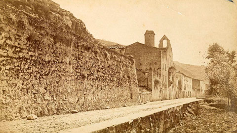 Vista de l'església del Pilar de Pedret. 1880-1890
