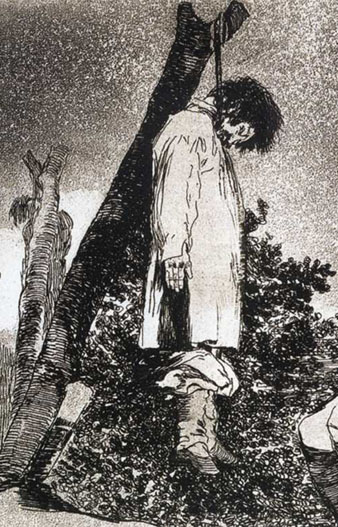 Executat a la forca. Detall del gravat 'Tampoco', de la sèrie 'Los desastres de la guerra', de Goya