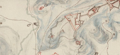 Detall de Plan de l'enceinte fortifiée de Gironne. 1710