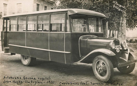 Autobus de Girona, propietat de Joan Mayor de Santa Eugènia, construït per carrosseries Josep Vert de Torroella de Montgrí. 1931