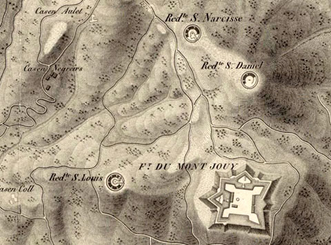 Detall de 'Plan de Gironne et de ses environs. Dessiné par A. Paulmier'. 1823