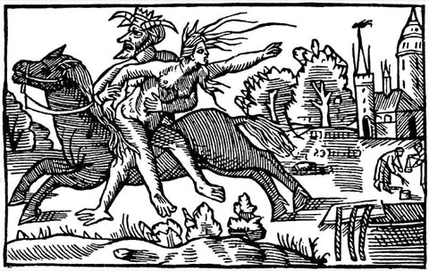 El dimoni enduent-se una bruixa cap a l'infern. Johann Grüninger. 1517