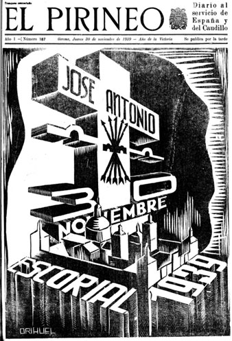Portada del diari 'El Pirineo' del 30 de novembre de 1939