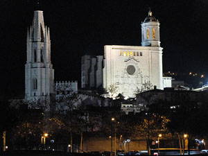 El Barri Vell de Nit. Sant Feliu i la Catedral des de la Devesa