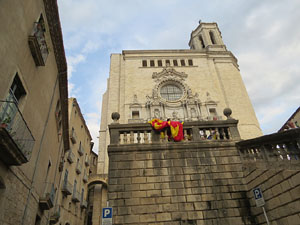 Assaig punter de la Via Lliure a la Diagonal de Barcelona, a les escales de la Catedral