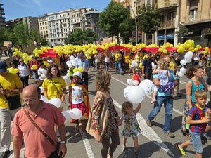 Jornades Catalunya, llibertat i dignitat. Macroestelada pels carrers de Girona