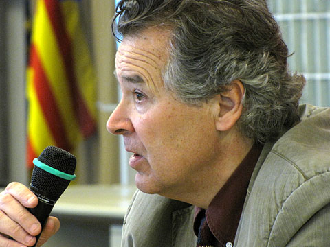 Santiago Vilanova durant la presentació de L'Estat ecològic. Una proposta per a l'Estat català del segle XXI