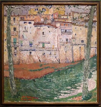 L'Onyar a Girona. Oli sobre tela de Mela Muttermilch, 1914