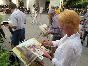 Trobada d'aquarel·listes a la plaça Independència