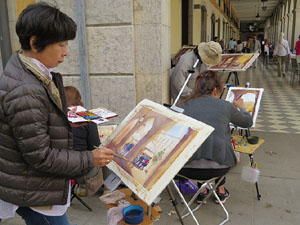 Trobada d'aquarel·listes a la plaça Independència