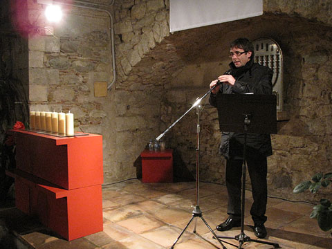 L'alcalde de Girona, Carles Puigdemont, durant la presentació de l'acte commemoratiu