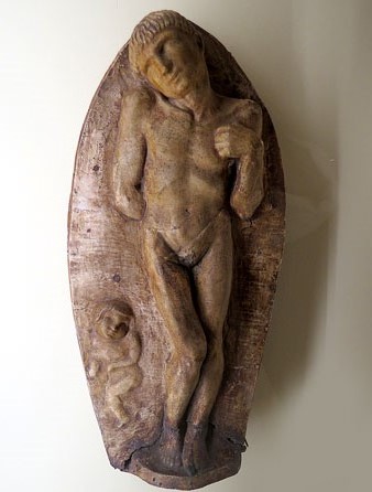 Nu masculí. Ca. 1914. Fusta tallada. Museu d'Història de Girona