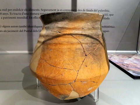 Urna que havia contingut mel i gerds. Ceràmica a mà. Edat del Bronze final, 1000 aC. Genó, Aitona (Segrià)
