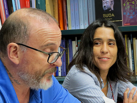 Josep Domènech i Joana Castells durant l'activitat