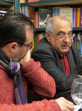 Joaquim Nadal i Farreras i Xavier Delòs durant l'esdeveniment