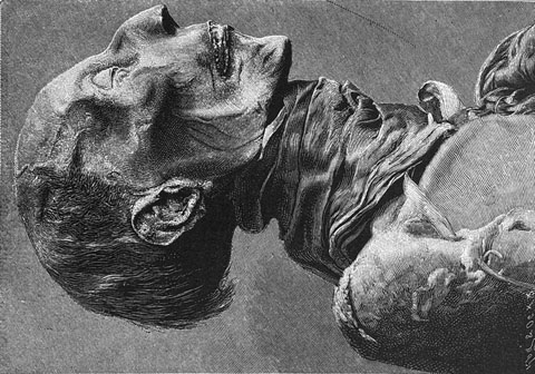 Cap de la mòmia de Ramesses II, dit el Gran, Ca. 1303-1213 aC. Gravat. 1880