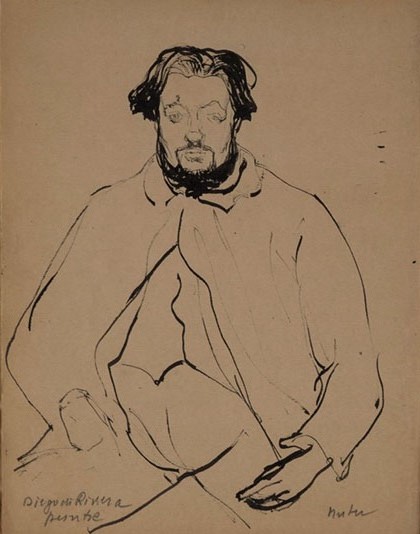 Mela Muter. Esbossos per al retrat de Diego Rivera. Ca. 1913-1914