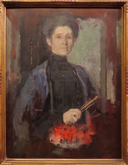 Olga Boznańska. Autoretrat amb raspall i flors. Ca. 1906