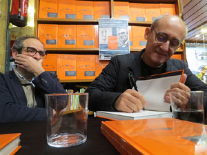 Presentació de 'Cocottes, cazuelas y cacerolas' de Paco Pérez i Salvador Garcia-Arbós amb Abraham Simon, a la Llibreria Geli