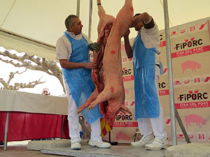 Fira del Porc FIPORC 2015. Demostració de l'especejament d'un porc