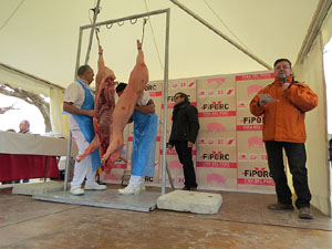 Fira del Porc FIPORC 2015. Demostració de l'especejament d'un porc
