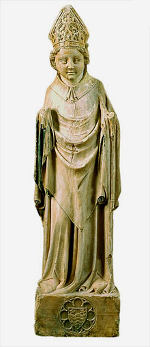 Sant Martí, talla gòtica dalabastre del segon quart del segle XIV. Museu Episcopal de Vic