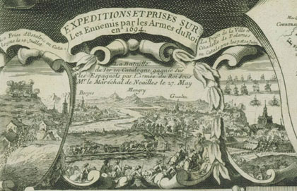 L'arrivée subite de Monseigneur le Dauphin, avec l'armée du Roy a Espierre, le aoust [sic] 1694. Detall, 1695