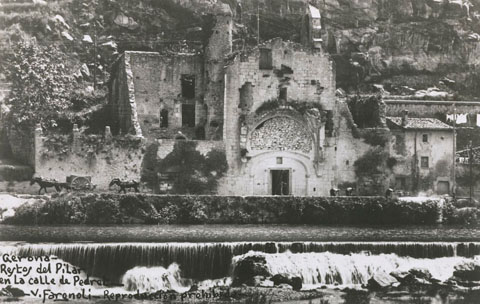 Vista de l'església del Pilar de Pedret. 1911-1926