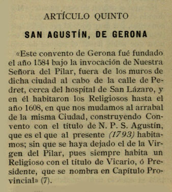 La capella del Pilar, esmentada per Cayetano Barraquer