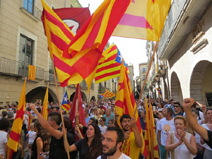Diada Nacional 2016. Concentraci&oacute; a la pla&ccedil;a del Vi, lectura del manifest i cant de Els Segadors
