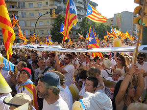 Diada Nacional 2016. Manifestaci&oacute; sotre el lema A punt. Endavant rep&uacute;blica catalana, a Salt