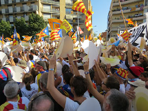 Diada Nacional 2016. Manifestaci&oacute; sotre el lema A punt. Endavant rep&uacute;blica catalana, a Salt