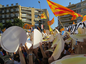 Diada Nacional 2016. Manifestaci&oacute; sotre el lema A punt. Endavant rep&uacute;blica catalana, a Salt