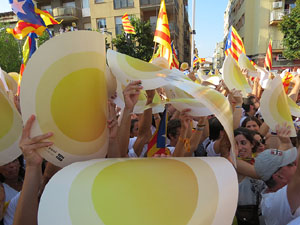 Diada Nacional 2016. Manifestaci&oacute; sotre el lema A punt. Endavant rep&uacute;blica catalana, a Salt