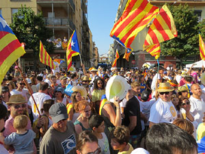 Diada Nacional 2016. Manifestaci&oacute; sotre el lema A punt. Endavant rep&uacute;blica catalana, a Salt