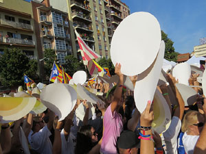 Diada Nacional 2016. Manifestaci&oacute; sotre el lema A punt. Endavant rep&uacute;blica catalana, a Salt