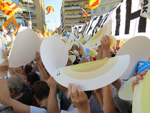 Diada Nacional 2016. Manifestaci&oacute; sotre el lema A punt. Endavant rep&uacute;blica catalana, a Salt