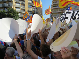 Diada Nacional 2016. Manifestaci&oacute; sotre el lema A punt. Endavant rep&uacute;blica catalana, a Salt