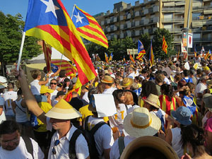 Diada Nacional 2016. Manifestaci&oacute; sotre el lema A punt. Endavant rep&uacute;blica catalana, a Salt
