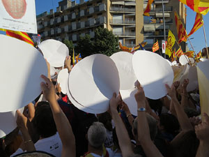 Diada Nacional 2016. Manifestaci&oacute; sotre el lema A punt. Endavant rep&uacute;blica catalana, a Salt