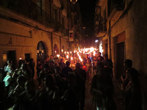 Diada Nacional 2016. X Marxa de Torxes de Girona pels carrers del Barri Vell