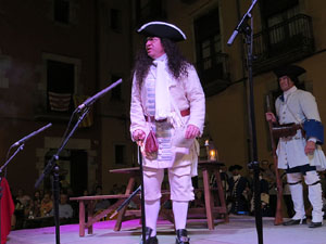 Diada Nacional 2016. X Marxa de Torxes de Girona. Recreació històrica amb el Regiment de Sant Narcís i l'actriu Cristina Cervià